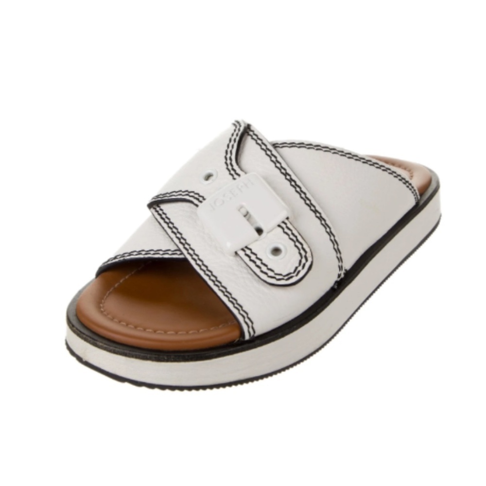 JOSEPH Leather Colorblock Pattern Slides